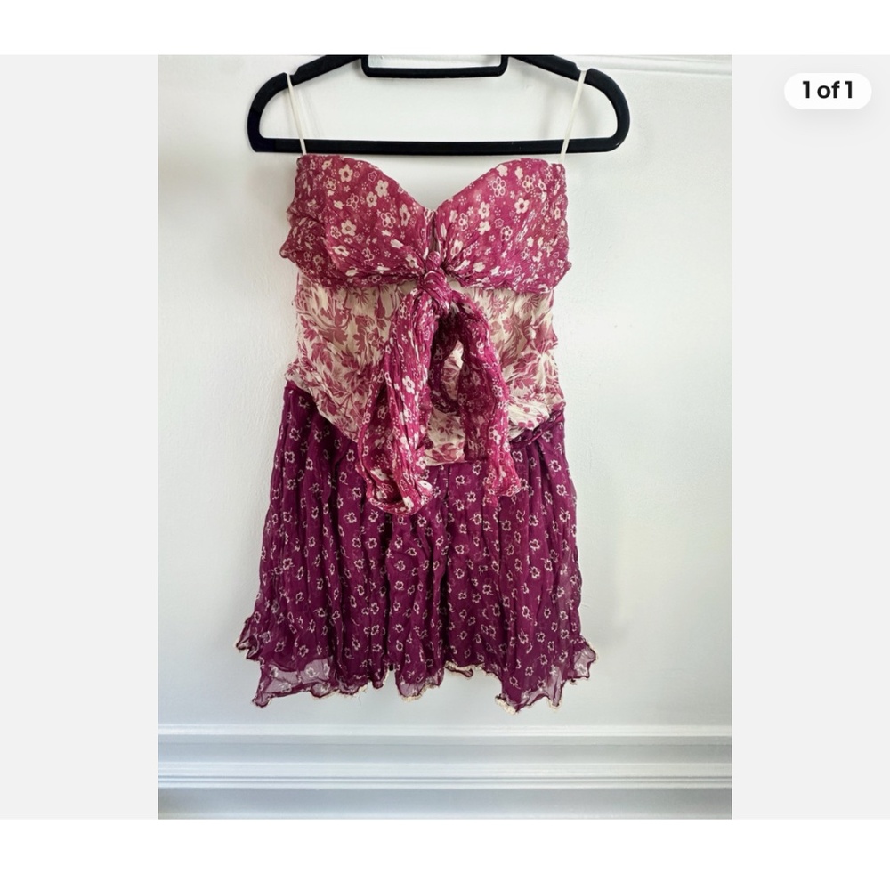 Gorgeous Dolce and Gabbana Floral Strapless Dress Pink 2